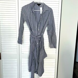 J. Crew Long Sleeve Striped Dress - Blue and White